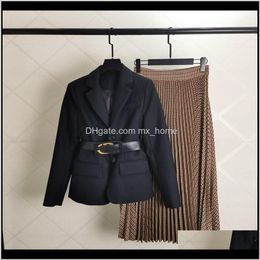Autumn And Winter Luxury Design Fashion Suit Short Woolen Coat Senior Womens Skirt Twopiece Rooni Clothing Sets Hlwgn