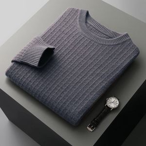 Herfst en winter heren trui van 100% wol en kasjmier geruite dikke trui mode plus size overhemd business casual gebreid dieptepunt s 240124