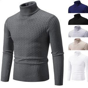 Pull à col haut pour hommes, couleur unie, tricoté, serré, chaud, décontracté, polyvalent, intérieur assorti, article 240123, automne et hiver