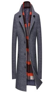 Autumn and Winter Men039S Jacket Business Casual Warm Men Wool Coat Slim Wind Breaker Long Section Overcoat4416612
