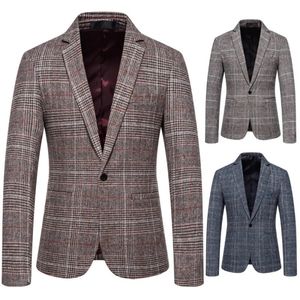 Automne et hiver hommes minimaliste personnalisé à la mode costume à carreaux affaires décontracté veste en laine 240223