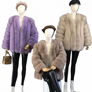 Otoño e invierno, abrigo de piel de zorro Natural de longitud media, chaqueta de piel Fiable para mujer, abrigo de piel Real más Popular, ropa femenina 32F8 #