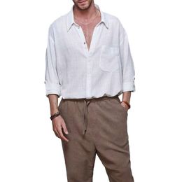 Otoño e invierno, nueva Amazon, superventas, moda europea y americana, camisa blanca con estampado informal para hombres, tendencia para hombres