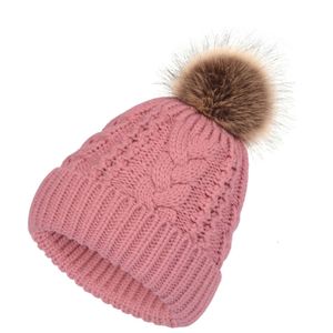 Chapeau en laine épaisse à tricoter, grande boule, fil torsadé, double couche, peluche, nouvelle collection automne et hiver