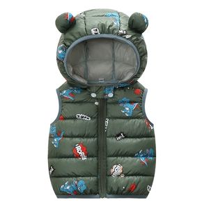 Automne et hiver garçons et filles Baoyu gilet de coton pour enfants manteau de coton en peluche dinosaure dessin animé manteau sans manches à capuche LJ201130