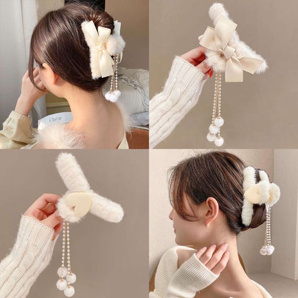 Fermoir à nœud papillon mignon pour femmes, cuillère à tête arrière avec accessoires de sens avancés, pince à cheveux, nouvelle collection automne et hiver