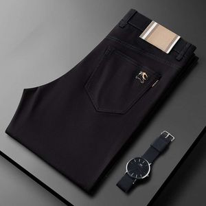 Jean de luxe en coton peigné pour homme, coupe cintrée, petite jambe droite, pantalon noir décontracté, haut de gamme, léger, nouvelle collection automne et hiver