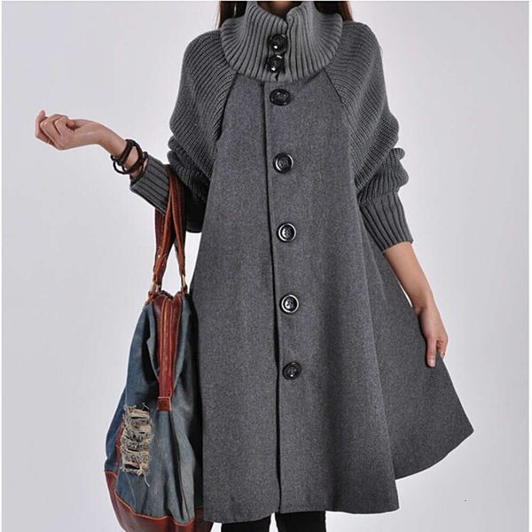 Automne et hiver nouvelle Version coréenne grandes femmes longueur moyenne manteau en laine ample cape coupe-vent en laine manteau femmes