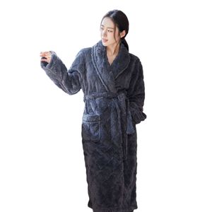 Robe à manches longues pour femme, peignoir chaud en velours de coton jacquard à carreaux de diamant, costume de maison, nouvelle collection automne et hiver