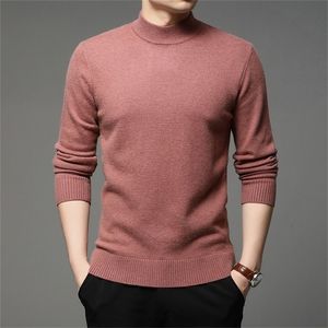 Automne et hiver hommes pull à col roulé pull mode couleur unie épais et chaud bas chemise mâle marque vêtements 201221