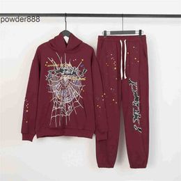 Automne et hiver Nouveau réseau rouge même style 555555 Primping Spider Web Sports Sports Mens Womens Set