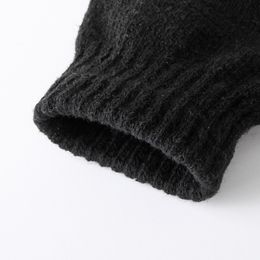 Automne et hiver Nouveau gants chauds à demi-doigt en tricot noir pur