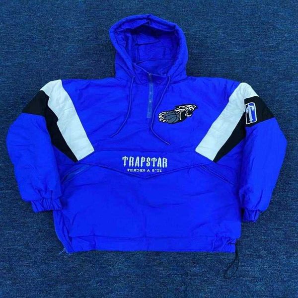 Automne et hiver Nouveau Trapstar Blue Tiger Label Manteau en coton Épaissi Veste à capuche Couple Polyvalent Street Style Coupe-vent Survêtement 2023 High Jac KK4A