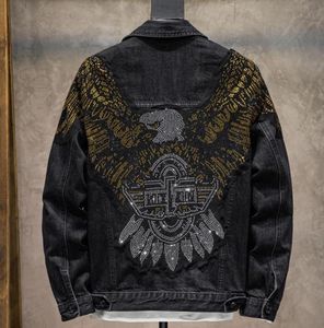 Herfst- en winter Nieuwe trend Persoonlijkheid Eagle Diamond Denim Jacket European en American Hip Hop Jacket44299769901719