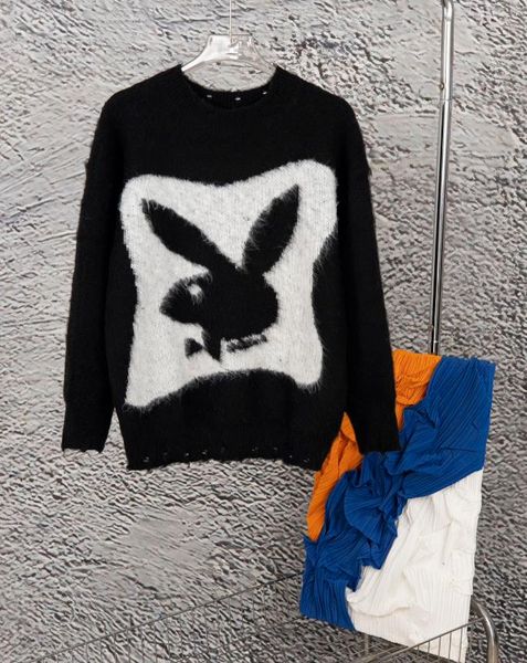Automne et hiver Nouveau tricot de lapin Mohair pour femmes Sweater à manches longues en vrac Femalea
