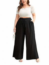 Pantalon ample de couleur unie pour femme, grande taille, style fi de rue britannique, nouvelle collection automne et hiver, Q9G3 #