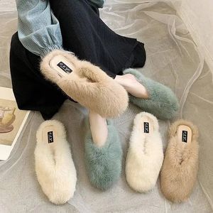 Autumn en Winter Online Red Fur For Women Out bedrewar Fashion Korean Edition Baotou Rabbit Hair Cotton Slippers 231219