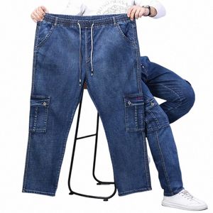 herfst en winter plus size casual stretch herenjeans 9XL 8XL 7XL fi multi-pocket losse hoge taille rechte lg jeans.Z6c2#