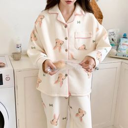 Automne et hiver post-partum mères allaitantes femmes enceintes pyjamas femmes hiver deux pièces ensembles 240219