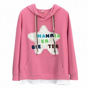 Automne et hiver imprimé à capuche avec cordon de serrage Sweatshirts Plus Taille Sweat à capuche décontracté pour femmes S7Sh #