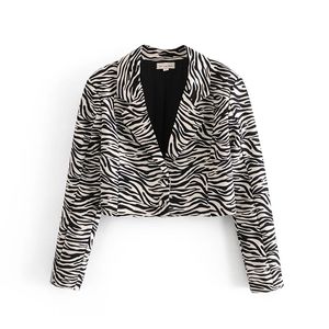 Herfst en Winter Retro All-Match Sexy Vrouwelijke Temperament Zebra Print Short Suit Jacket 210521