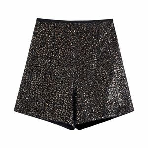 Herfst en Winter Sexy Dames Goud Glinsterende Pailletten Hoge Taille Casual All-match Shorts 210521