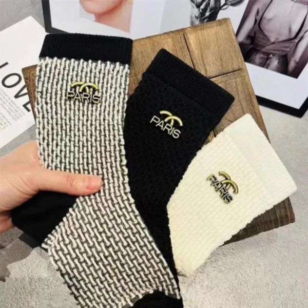 Chaussettes d'automne et d'hiver pour hommes, chaussettes en coton de couleur unie, paquet individuel, noir