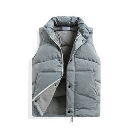 Herfst en Winter Solid Color Heren Vesten Geborduurde Badge Donsjack Warmer Warm Heater Vest Europees American Mode Merk Eenvoud