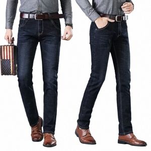 Jeans pour hommes extensibles d'automne et d'hiver Style pour hommes Pantalon en denim droit et polyvalent Lg f5cP #