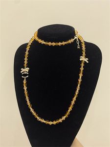 Chaîne de pull d'automne et d'hiver C Collier de créateur pour dame Chaînes de perles Marque Or Cristal Bijoux de luxe Cclies Femmes Longue chaîne 323