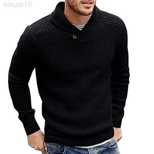 Herfst- en wintertruien Europese en Amerikaanse grote mannen Sweaters Solid Color Tops Gebreide truien L220801