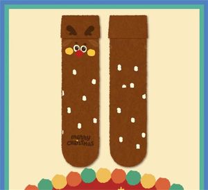 Chaussettes de noël épaisses en peluche, chaussettes mi-longues mignonnes de dessin animé pour hommes et femmes, cadeau de noël z5, automne et hiver