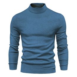 Pull chaud et hivernal d'hiver, ajustement slim du cou au milieu masculin, pull masculin, chemise tricotée multicolore