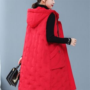 Automne et hiver gilet femmes gilet long chaud matelassé noir sans manches gilets pour femme grande taille femmes veste manteaux 201214