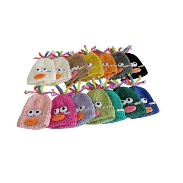 Automne et hiver chaud chapeau tricot drôle mignon bec de canard beanie gouttes livraison dhl8i