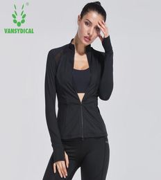 Herfst en winter dames kleding vrouwelijke fitness ritssluiting sporte jas met lange mouwen yoga kleding snel droog hardloopjas1821717