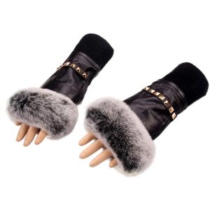 Gants sans doigts d'automne et d'hiver pour femmes de la dame de la dame de la dame de la dame de cuir mittens d'hiver