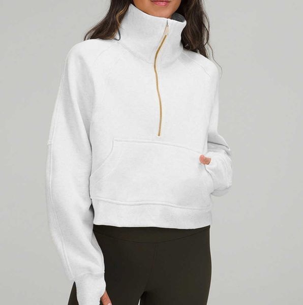 Sweat à capuche de yoga d'automne et d'hiver Scuba Womens Plus Velvet Épaississement Vestes Hoodys Sports Demi-fermeture à glissière Terry Designer Pull Chothing Loose 2023ss Tendance de loisirs