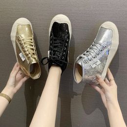 Herfst enkellaarzen damesschoenen vrouw veterschoenen dikke sneakers winterlaarzen glans bling plus size dikke zool platformschoenen