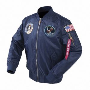 Automne Apollo Thin 100ème MISSION DE LA NAVETTE SPATIALE Mince MA1 Bomber Hiphop US Air Force Pilot Flight Korean College Jacket pour hommes d0Th #