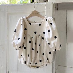 Automne bébé né body à pois infantile filles coton vêtements enfant en bas âge enfants combinaison à manches longues 0-24 M 240318