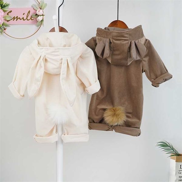 Otoño bebé niño ropa niña con capucha mameluco mono nacido primavera invierno conejito oso trajes de dibujos animados roupa vetement garcon 211022