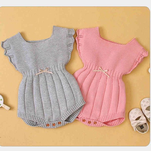 Automne bébé garçon filles triangle barboteuses infantile barboteuse né fille vêtements mouche manches tricot 210429