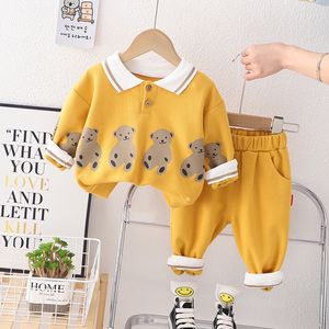 Herfst Baby Boys Clothing Sets Kids Cartoon Bear Pullover Tops broek 2 stks Pak voor jongenskinderen Katoenkleding Infant Outfits