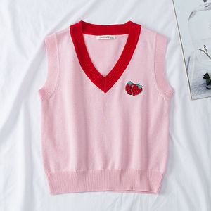 Automne Bébé Garçons Filles Col V Fraise Gilet Manteau Enfants Vêtements Sans Manches Lâche Tricoté Enfants Gilet 210429