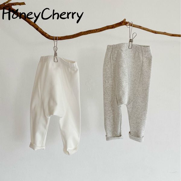 Pantalones de cintura alta simples de algodón para bebé de otoño, pantalones que combinan con todo, ropa de otoño para niña pequeña 210515