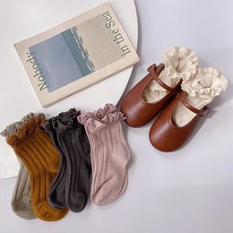 Chaussettes d'automne en dentelle pour bébés filles, couleur unie, Style coréen, chaussettes de princesse pour enfants de 2 à 8 ans, 240124