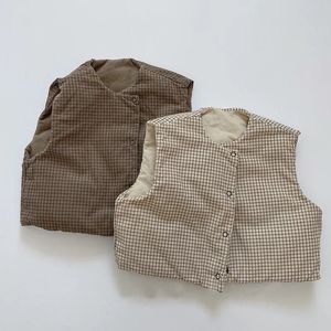 Automne bébé Grils vêtements d'hiver garçons veste sans manches enfant en bas âge gilets enfants simple boutonnage gilet manteau vêtements d'extérieur pour enfants 231220