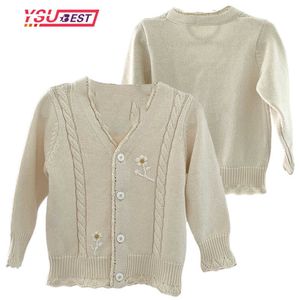 Automne bébé pull vêtements chandails tricotés filles Floral broderie Cardigan enfants à manches longues manteau veste haut tricoté Cardigan Y1024