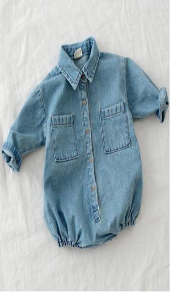 Automne Baby Toddler à manches longues Col de revers jeans Denim Rompers Kids Infant Jumps Assocites Baby Boys Girls Clothes Fashion Rompers2980054